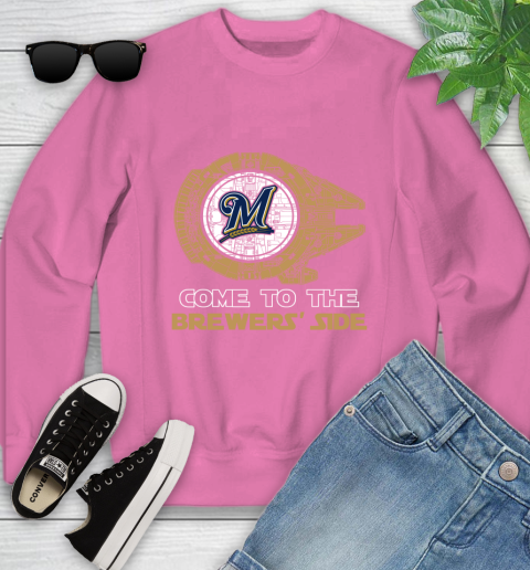 MLB Come To The Milwaukee Brewers Side Star Wars Baseball Sports Youth Sweatshirt 6