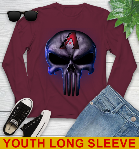 Arizona Diamondbacks MLB Baseball Punisher Skull Sports Youth Long Sleeve 6