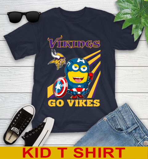 NFL Football Minnesota Vikings Captain America Marvel Avengers Minion Shirt Youth T-Shirt 2