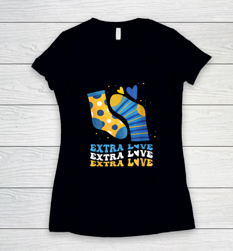 Extra Love National Down Syndrome Awareness Down Women's V-Neck T-Shirt