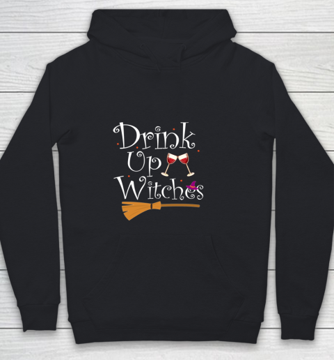 DRINK UP WITCHES Funny Drinking Wine Halloween Costume Youth Hoodie