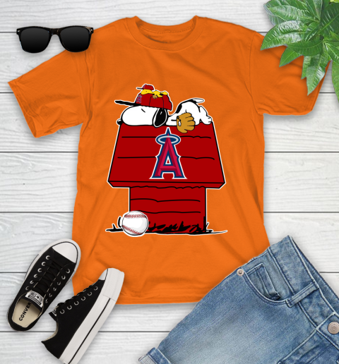 MLB Los Angeles Angels Snoopy Woodstock The Peanuts Movie Baseball T Shirt Youth T-Shirt 7