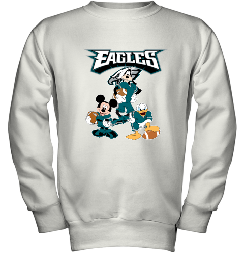 Mickey Donald Goofy The Three Philadelphia Eagles Football Shirts Youth Sweatshirt