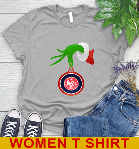 Atlanta Hawks Grinch Merry Christmas NBA Basketball Women's T-Shirt 5