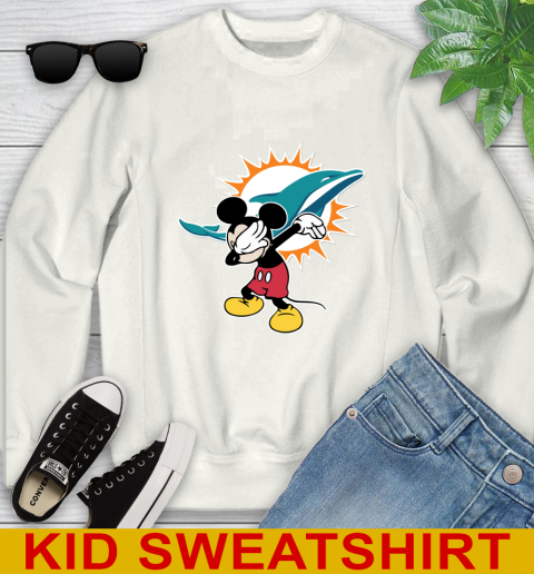 Miami Dolphins NFL Football Dabbing Mickey Disney Sports Youth Sweatshirt