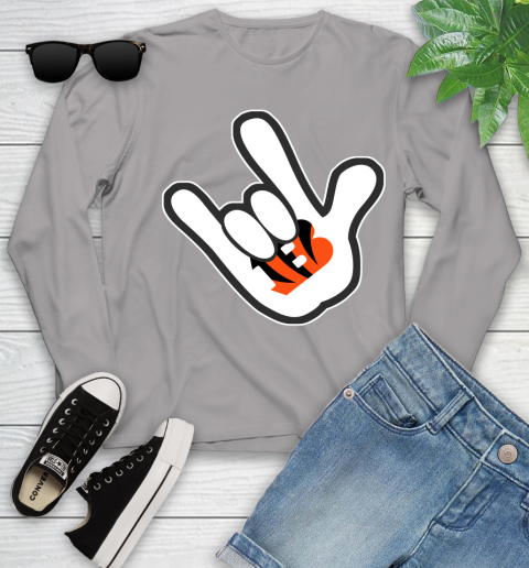 Cincinnati Bengals NFL Football Mickey Rock Hand Disney Youth Long Sleeve 5