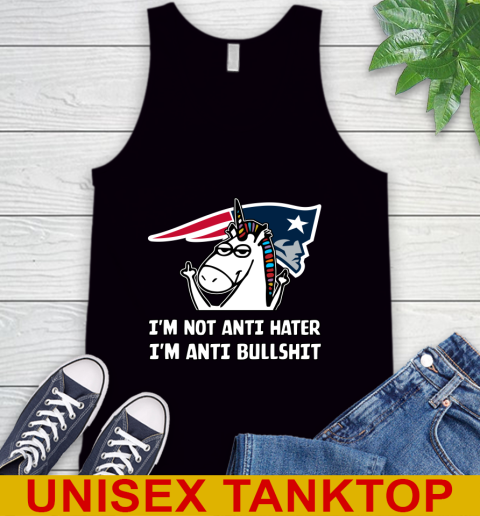 New England Patriots NFL Football Unicorn I'm Not Anti Hater I'm Anti Bullshit Tank Top 2