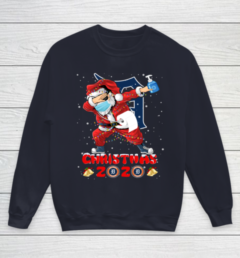 Detroit Tigers Funny Santa Claus Dabbing Christmas 2020 MLB Youth Sweatshirt 2