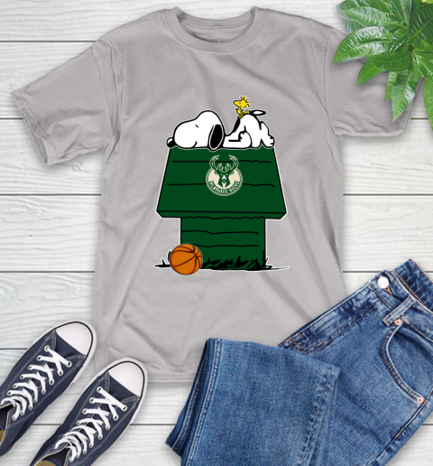 Milwaukee Bucks NBA Basketball Snoopy Woodstock The Peanuts Movie T-Shirt 12