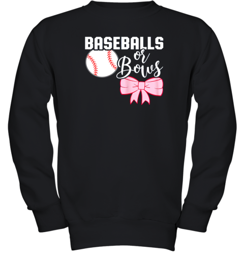 Cute Baseballs or Bows Gender Reveal  Team Boy or Team Girl Youth Sweatshirt