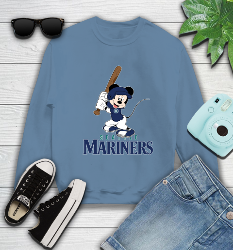 MLB Baseball Seattle Mariners Cheerful Mickey Mouse Shirt Sweatshirt - Image 9