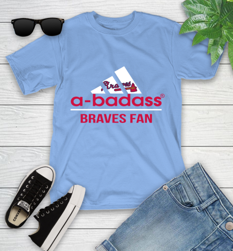 MLB A Badass Atlanta Braves Fan Adidas Baseball Sports Youth T-Shirt 15