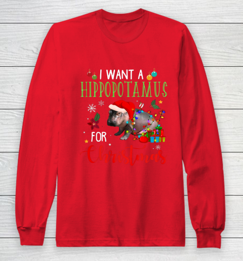 I Want A Hippopotamus For Christmas Hippo Fiona Long Sleeve T-Shirt 7