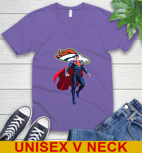 NFL Superman DC Sports Football Denver Broncos V-Neck T-Shirt 9