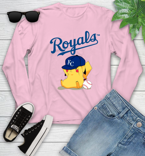 MLB Pikachu Baseball Sports Kansas City Royals Youth Long Sleeve 10