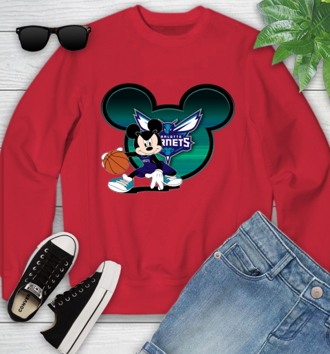 NBA Charlotte Hornets Mickey Mouse Disney Basketball Youth Sweatshirt 9