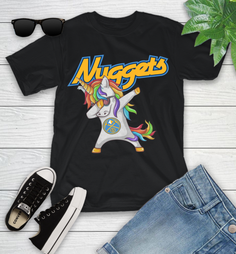 Denver Nuggets NBA Basketball Funny Unicorn Dabbing Sports Youth T-Shirt 2