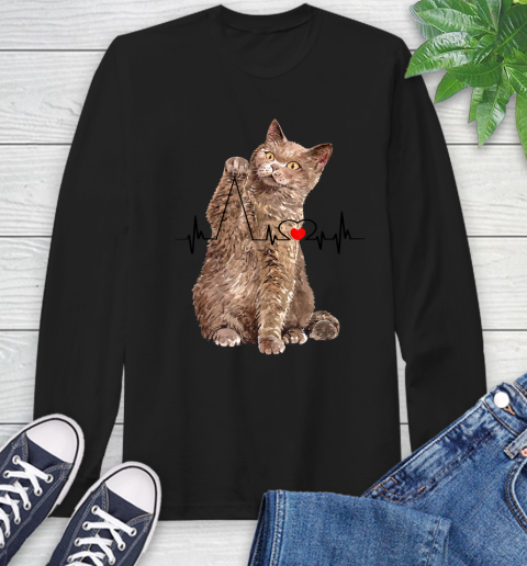 Nurse Shirt Curious Cat Messing With Heart Line Funny T Shirt Long Sleeve T-Shirt