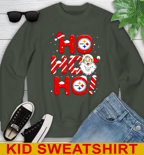 Pittsburgh Steelers NFL Football Ho Ho Ho Santa Claus Merry Christmas Shirt Youth Sweatshirt 8
