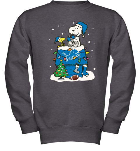 A Happy Christmas With Detroit Lions Snoopy Youth Sweatshirt