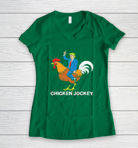 Chicken Jockey Funny Trump Women's V-Neck T-Shirt 3