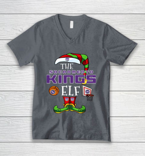Sacramento Kings Christmas ELF Funny NBA V-Neck T-Shirt 4