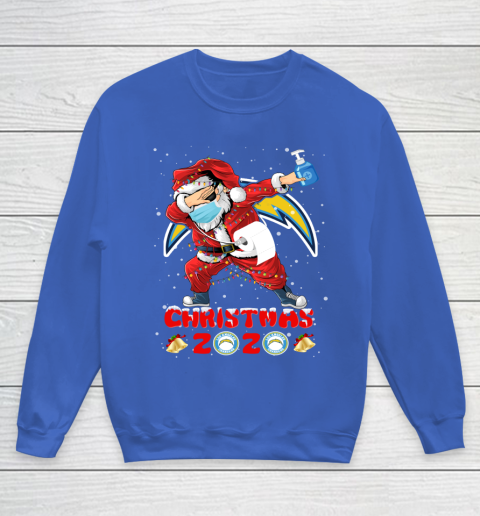 Los Angeles Chargers Funny Santa Claus Dabbing Christmas 2020 NFL Youth Sweatshirt 6