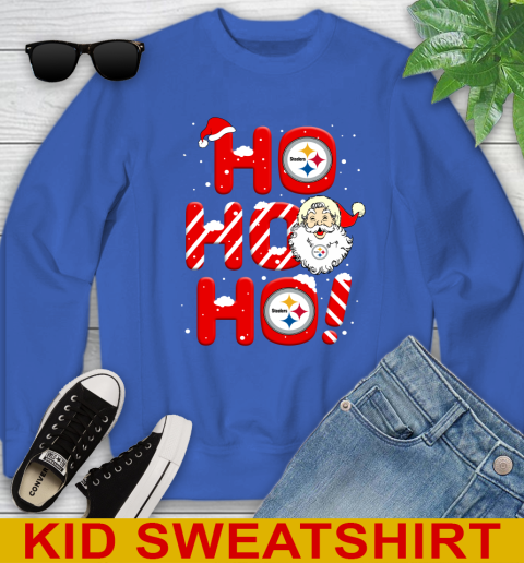 Pittsburgh Steelers NFL Football Ho Ho Ho Santa Claus Merry Christmas Shirt Youth Sweatshirt 6
