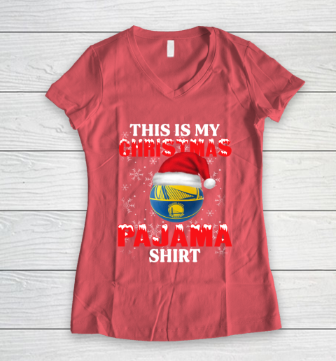 Golden State Warriors This Is My Christmas Pajama Shirt NBA Women's V-Neck T-Shirt 4