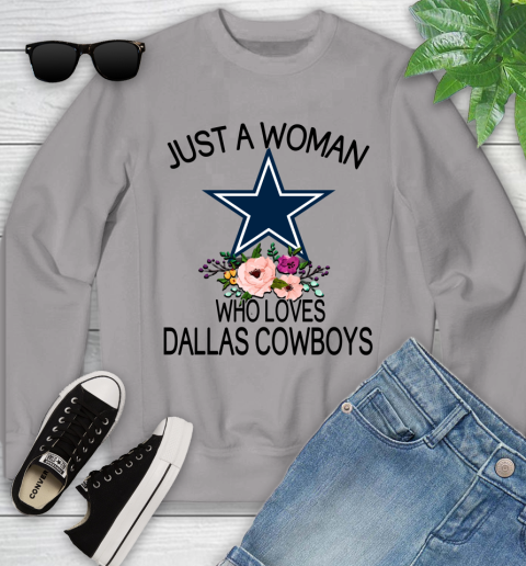 NFL Just A Woman Who Loves Dallas Cowboys Football Sports Youth Sweatshirt 2