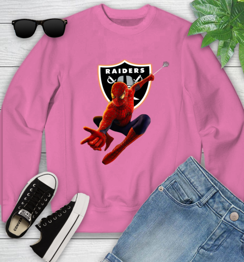 NFL Spider Man Avengers Endgame Football Oakland Raiders Youth Sweatshirt 7