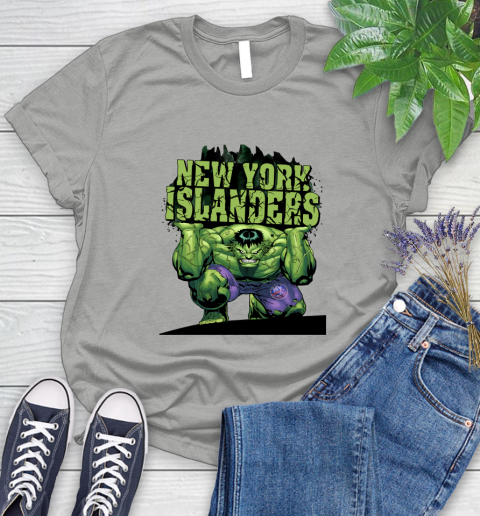 New York Islanders NHL Hockey Incredible Hulk Marvel Avengers Sports Women's T-Shirt 10