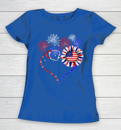 Patriotic Nurse 4th Of July American Flag Independence Day Women's T-Shirt 8