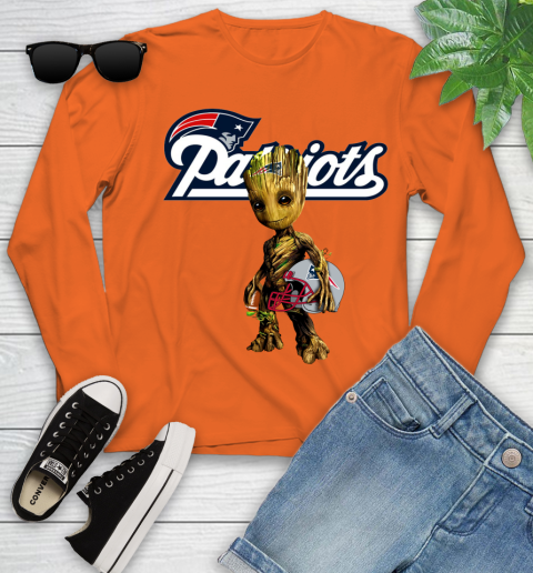 New England Patriots NFL Football Groot Marvel Guardians Of The Galaxy Youth Long Sleeve 4