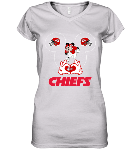 I Love The Chiefs Mickey Mouse Kansas City Chiefs Women's V-Neck T-Shirt