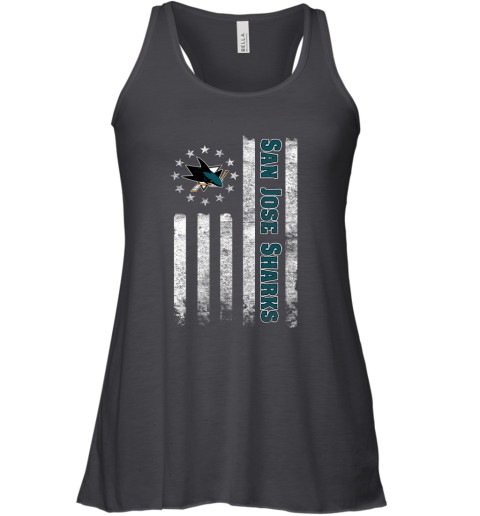 NHL American Flag Hockey Sports San Jose Sharks Racerback Tank