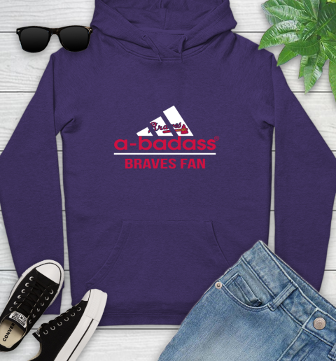 MLB A Badass Atlanta Braves Fan Adidas Baseball Sports Youth Hoodie 5