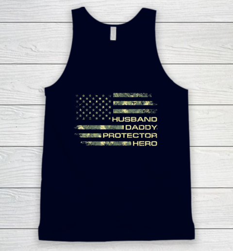 Husband Daddy Protector Hero Shirt Fathers Day American Flag Tank Top 2