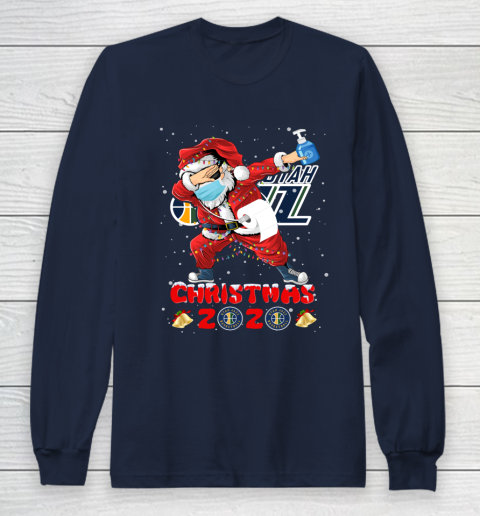 Utah Jazz Funny Santa Claus Dabbing Christmas 2020 NBA Long Sleeve T-Shirt 2