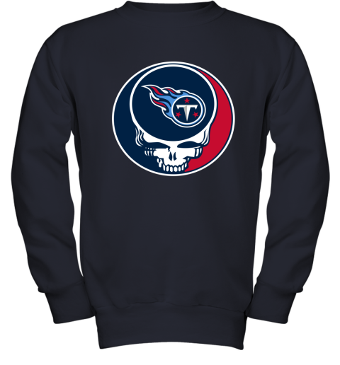 Youth Tennessee Titans Navy Logo Allover Print Long Sleeve T-Shirt