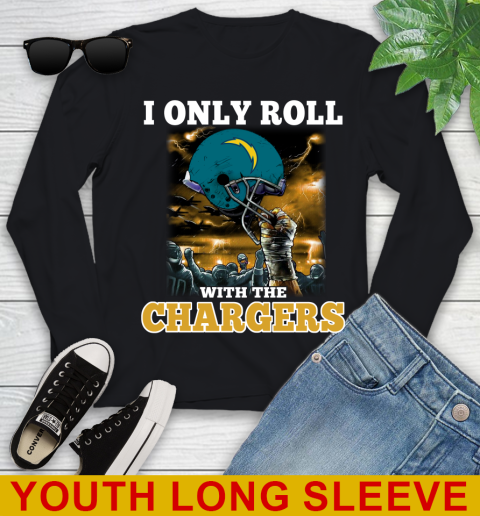 Los Angeles Chargers NFL Football I Only Roll With My Team Sports Youth Long Sleeve