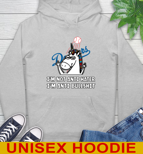 Los Angeles Dodgers MLB Baseball Unicorn I'm Not Anti Hater I'm Anti Bullshit Hoodie 6