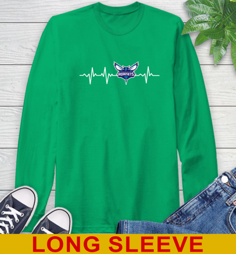 Charlotte Hornets NBA Basketball Heart Beat Shirt Long Sleeve T-Shirt 8