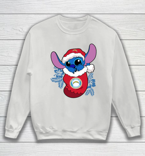 Los Angeles Chargers Christmas Stitch In The Sock Funny Disney NFL Sweatshirt 5