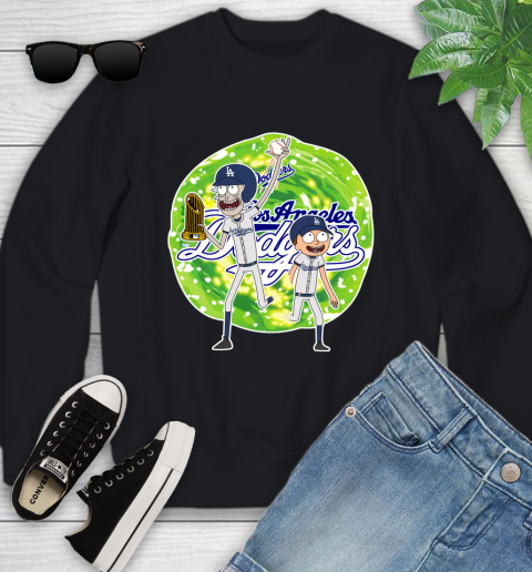 MLB Los Angeles Dodgers Rick And Morty Commissioner's Trophy Baseball Sports Youth Sweatshirt 2
