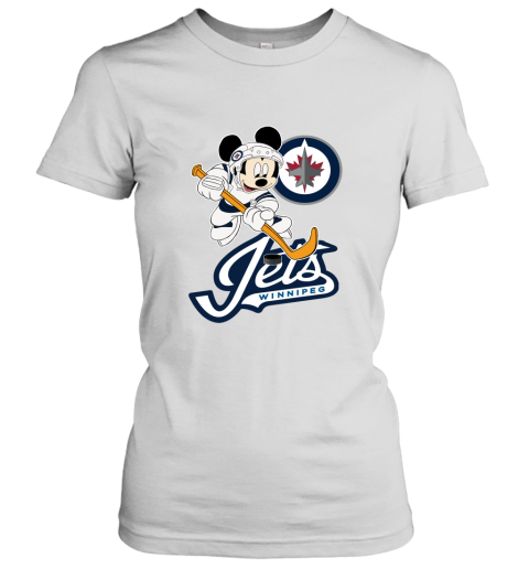 NHL Hockey Mickey Mouse Team Winniepg Jets Women's T-Shirt