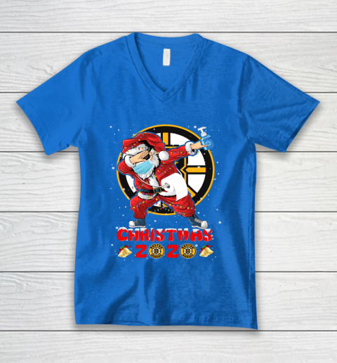 Boston Bruins Funny Santa Claus Dabbing Christmas 2020 NHL V-Neck T-Shirt 5