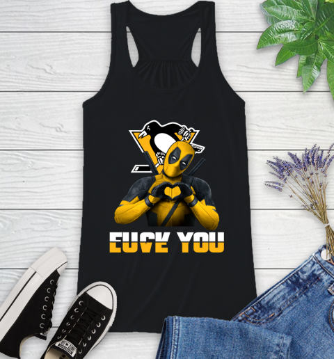 NHL Pittsburgh Penguins Deadpool Love You Fuck You Hockey Sports Racerback Tank