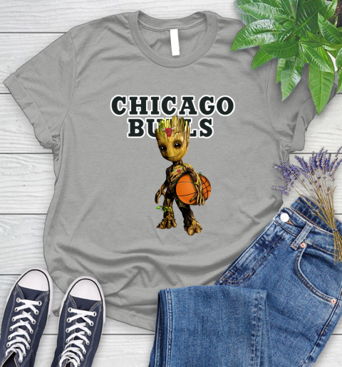 Chicago Bulls NBA Basketball Groot Marvel Guardians Of The Galaxy Women's T-Shirt 10