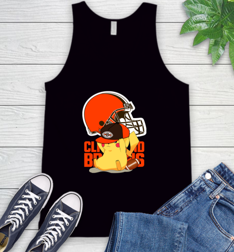 NFL Pikachu Football Sports Cleveland Browns Tank Top 2